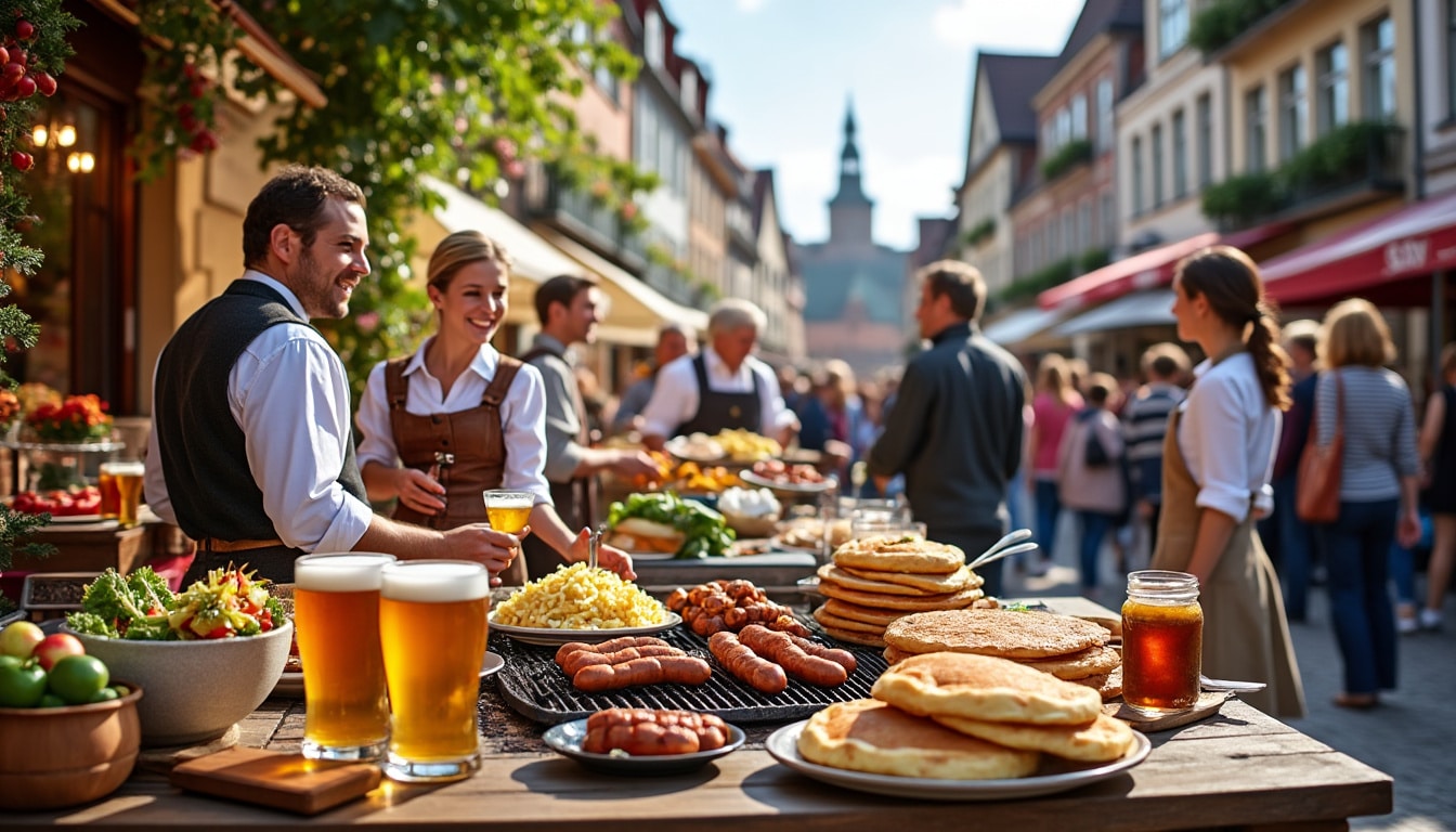 discover the culinary delights of düsseldorf! from traditional german dishes to international cuisine, explore what locals and visitors indulge in, including the famous altbier, hearty sausages, and mouthwatering pastries. join us on a gastronomic journey through this vibrant city!